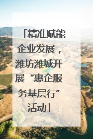 精准赋能企业发展，潍坊潍城开展“惠企服务基层行”活动